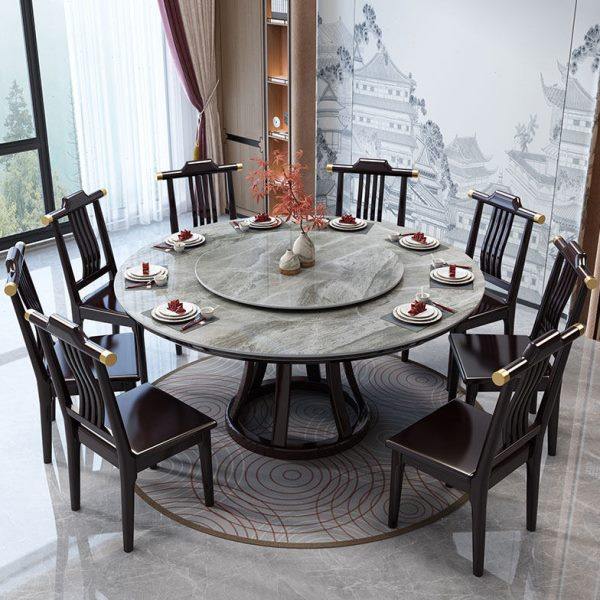 新中式岩板圆桌酒店餐馆家用餐桌椅组合10人圆桌大理石吃饭圆餐桌,住宅家具,岩板餐桌,淘宝优惠券,粉丝福利购,淘宝优惠卷