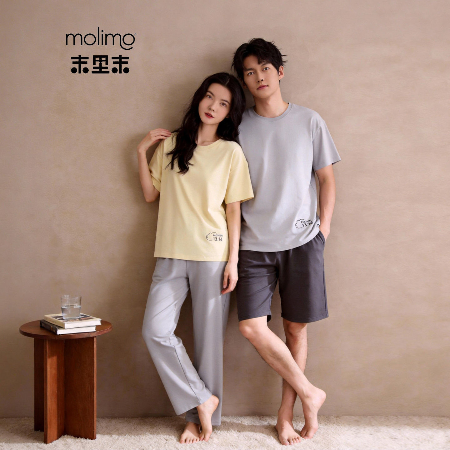 末里末【简约主义】2026夏季薄款情侣睡衣女粉彩风凉感短袖家居服
