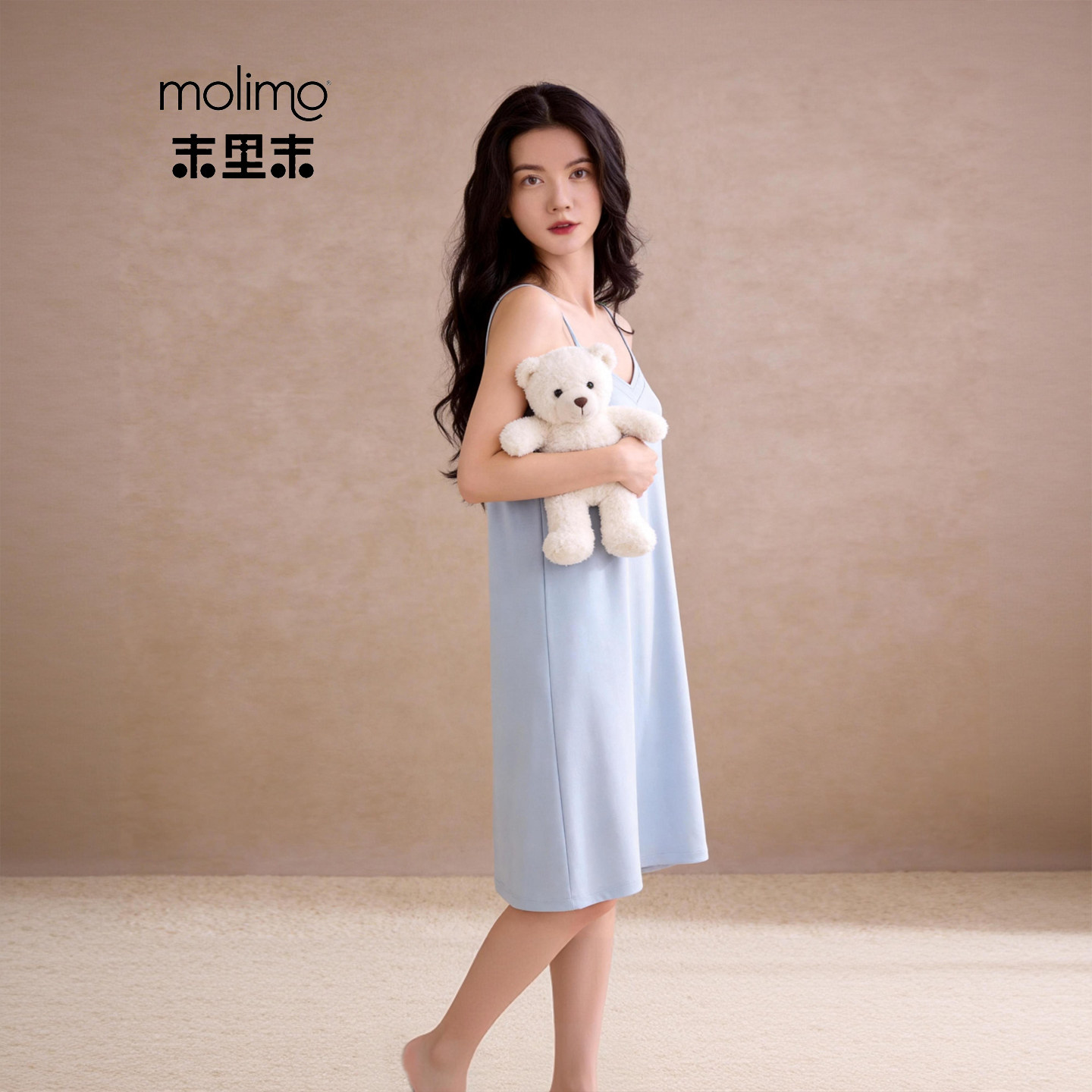 末里末【带胸垫】2026纯欲风简约睡裙女夏季宽松大码外穿吊带睡衣