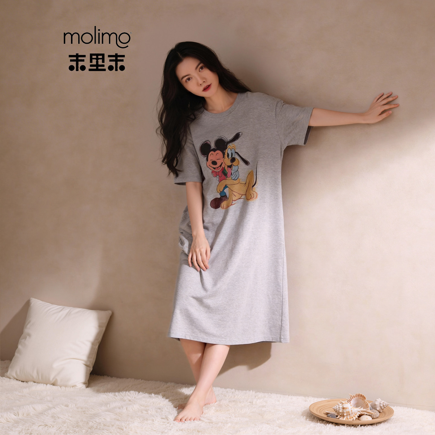 末里末【米奇】2026夏季宽松大码短袖睡裙女卡通减龄可外出家居服