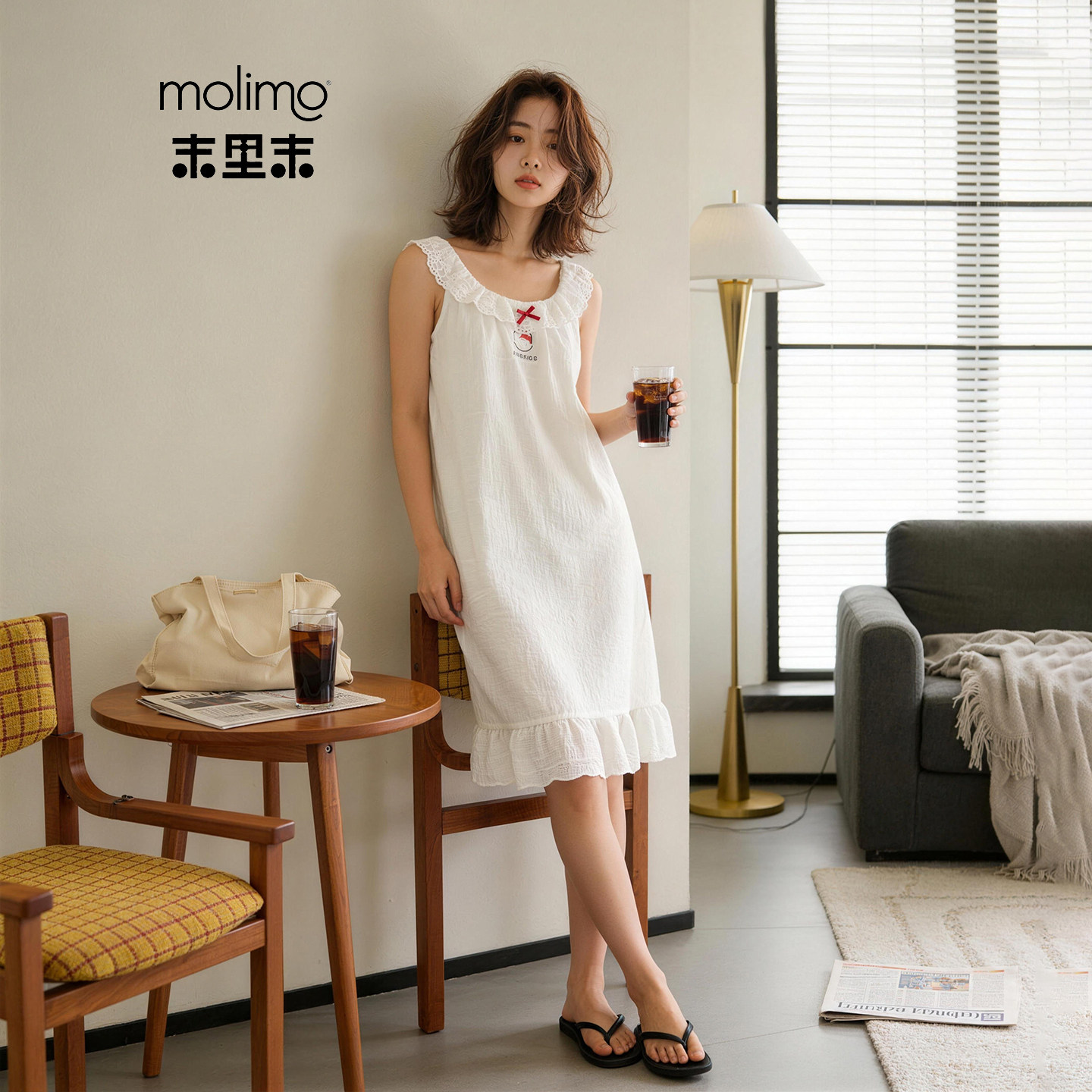 末里末【带胸垫】夏季新款蕾丝吊带睡裙女亲肤宽松显瘦外穿家居服