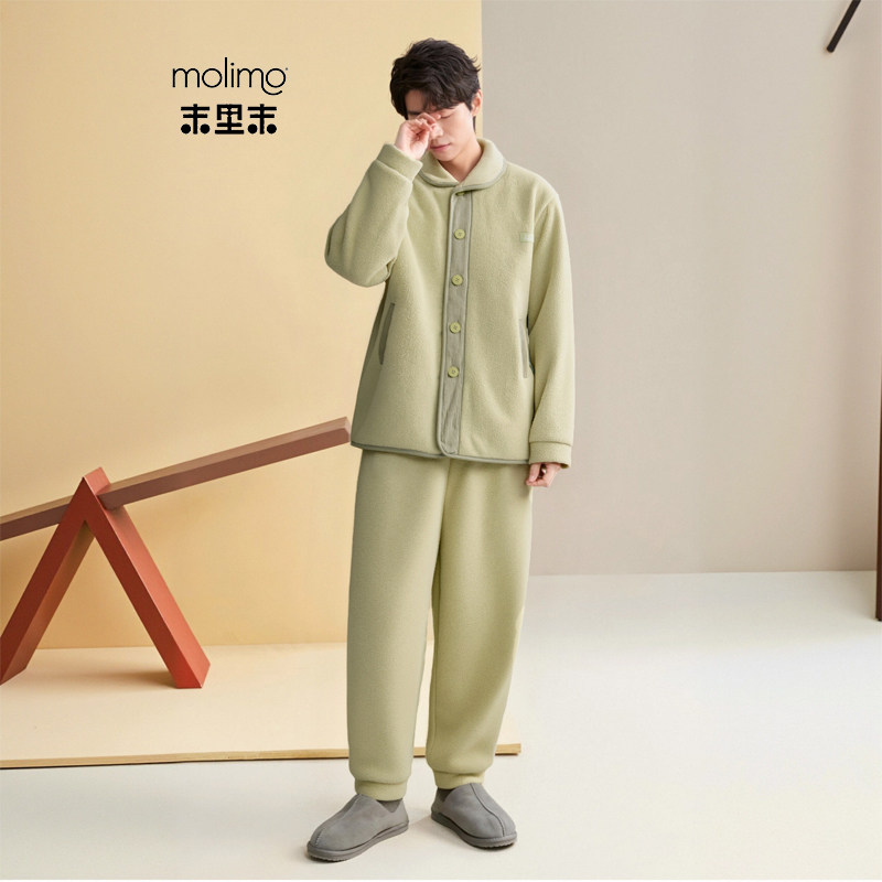 末里末【青禾闲叙】英伦风男士秋冬季家居套装摇粒绒保暖长袖睡衣,女士内衣/男士内衣/家居服,睡衣/家居服套装,淘宝优惠券,粉丝福利购,淘宝优惠卷