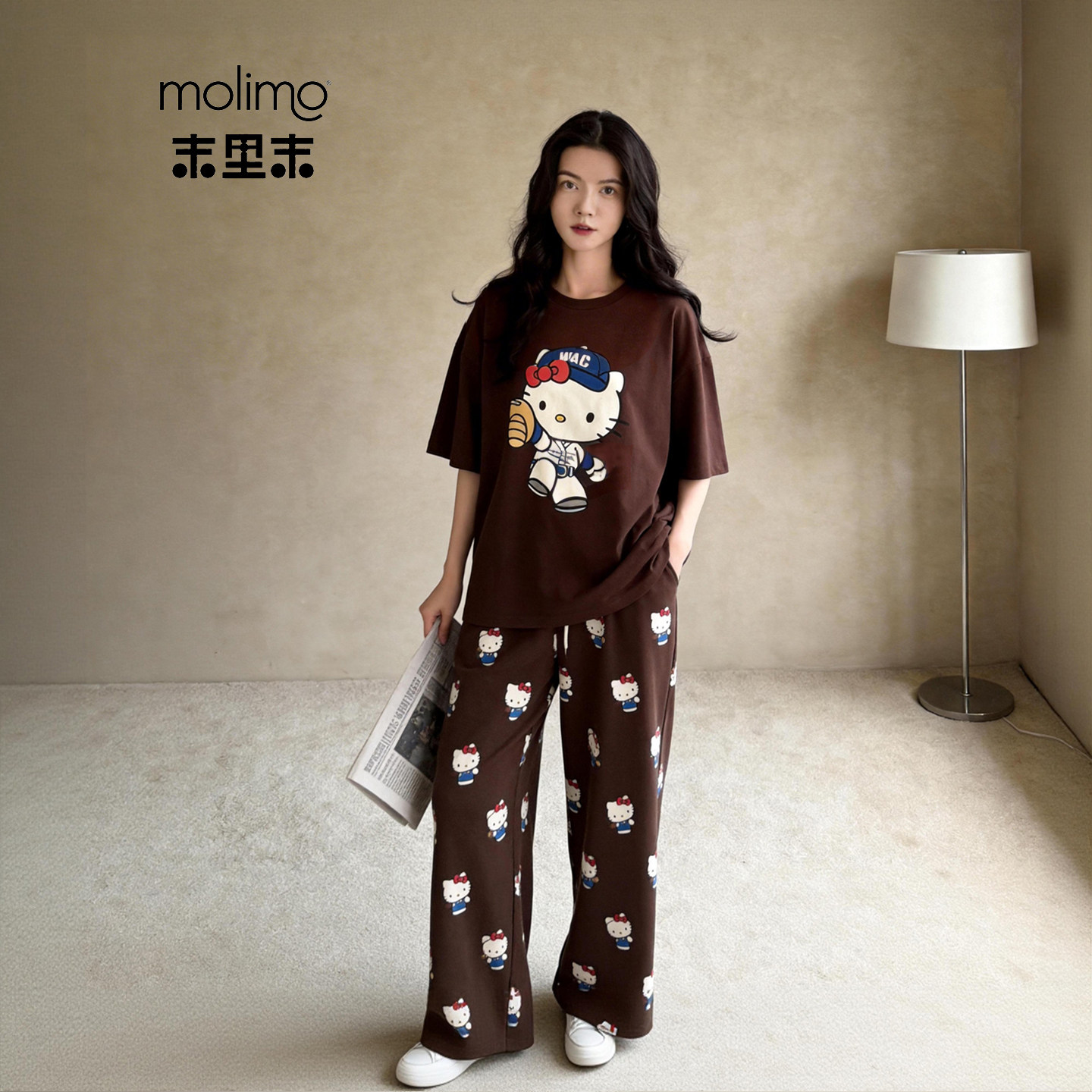 末里末【HelloKitty】粉彩风2026夏季大码短袖睡衣女士