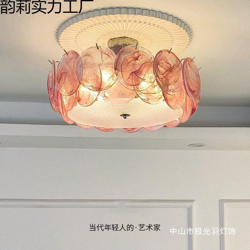 法式轻奢穆拉诺吊灯设计客厅餐厅温馨简约餐桌灯氛围彩玻璃吸顶灯