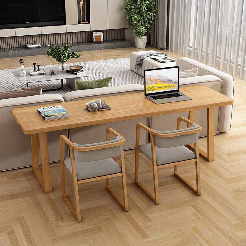 简约代全现实木电脑桌家用台式办习公书桌小户型原木长窄条957桌
