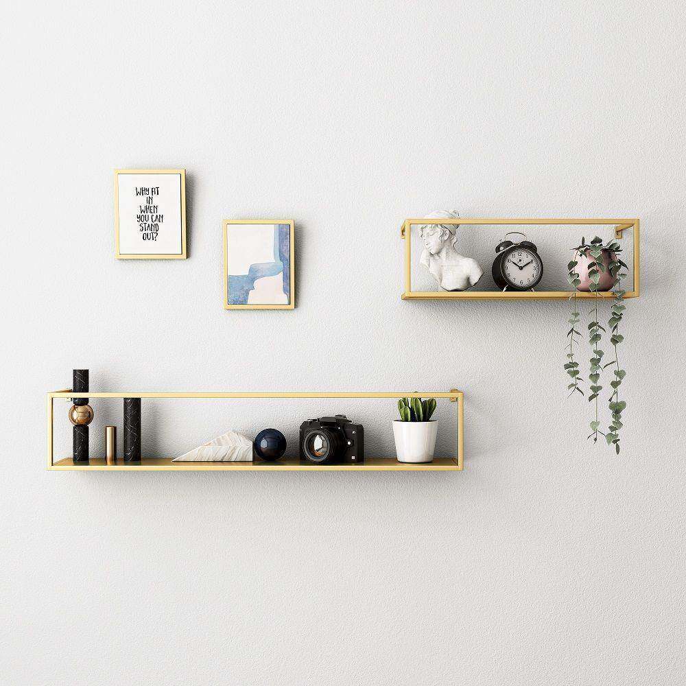 简约墙上卧置物架室客商店墙上壁饰铁艺一字隔搁板JD202204置物架