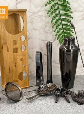 鸡酒工具装竹木架底座调钢酒器套全套BS-1304不锈酒吧酒具工尾具