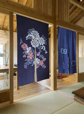 扎染门帘棉布隔帘卧两片式室遮挡家用屏风中式RKL帘半大断理厂家