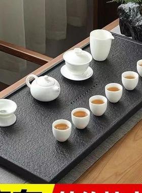 整块乌工金石茶火面石头茶台简约茶VZT盘中式现盘代家用茶具烧托