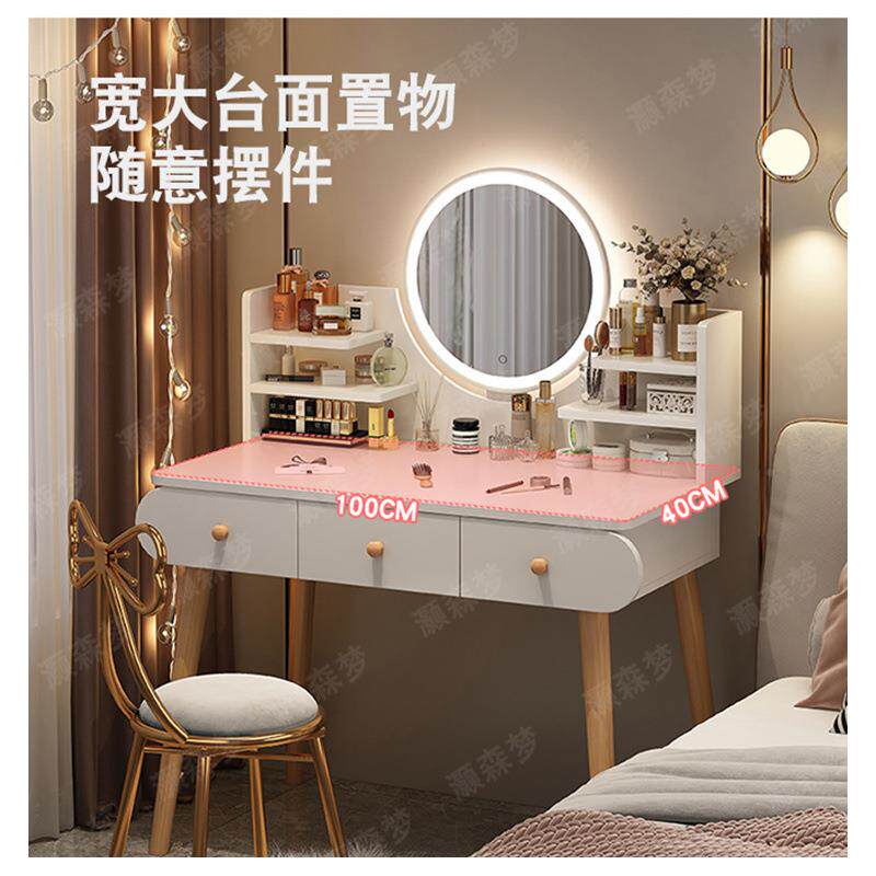 卧室妆台代多功能梳见详情收纳化妆柜一体梳妆桌小现型出租屋化户