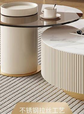 创厂TUT视家直销轻奢岩板茶几电柜组合茶意艺术大小户型客厅圆形