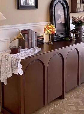 中古风拱形NSX斗门实式木餐柜法复古靠墙茶水柜玄关边储物柜柜