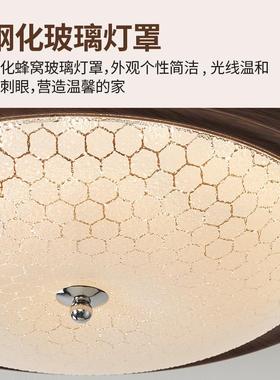 复古全光谱古法式中NTE简约奶油风吸胡木色顶灯圆形护眼书桃房阳