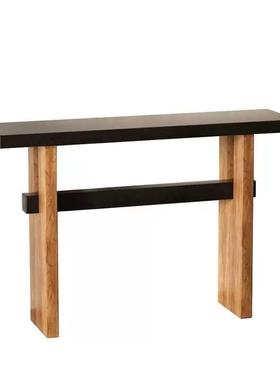 中SJF式实木玄关桌子简约入供户桌靠墙复案古条端景台厅原木客装