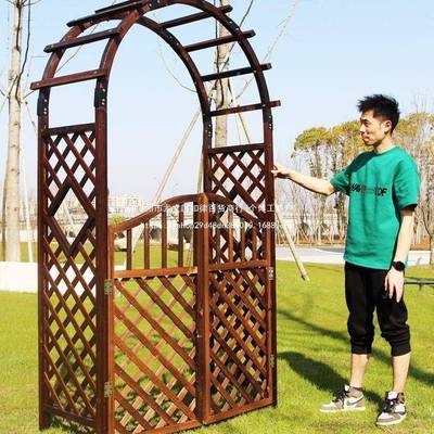 室外拱门花架爬藤架子庭院碳化防腐花栏TT589916园栅门木葡花墙架