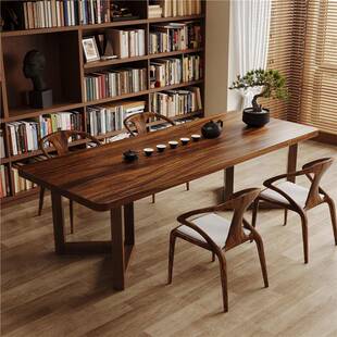 新中式无品牌/南全胡木茶桌椅组合实木阳台泡茶茶台桃原木茶美几