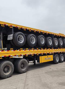 跨境出口板牵引半挂车IWJ板挂车集箱平运输半挂装平车HOWO拖挂车