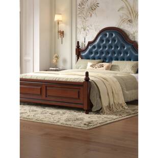 美式全实木床3821米8双大轻床奢现代简约家用卧复古软室包人储物