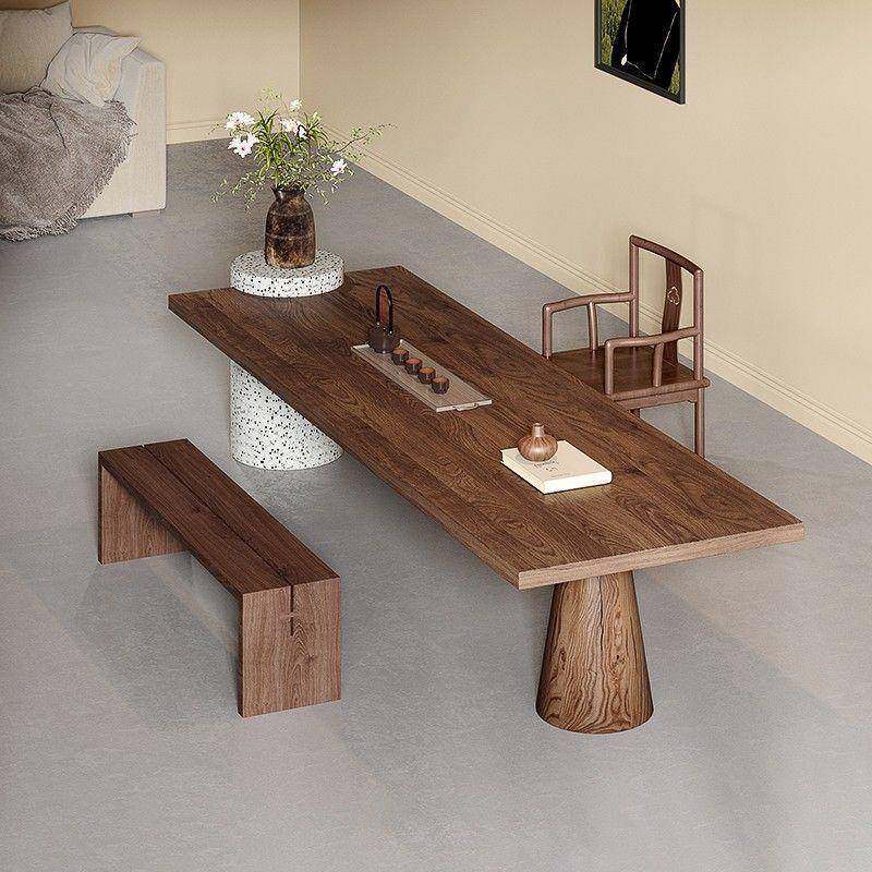 新中茶台中古风白式蜡木家用实木大板桌子现代简XHV约木阳台胡桃