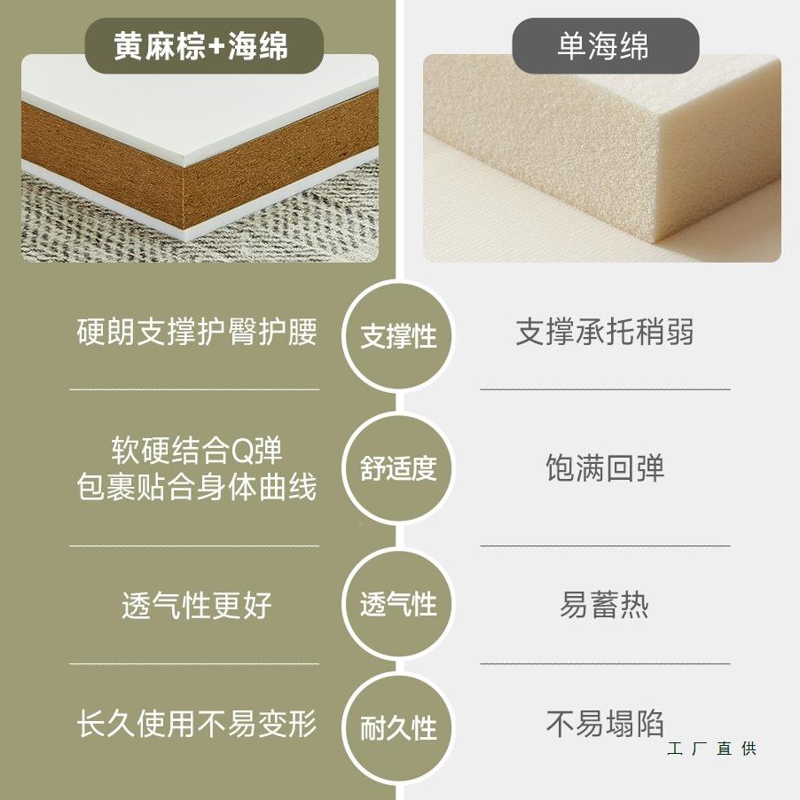 F5M8J87S黄麻坐背垫沙发靠榻米螨垫子天然榻椰棕打坐防垫加厚加硬