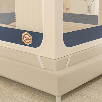 新款色遮光防ym-44646蚊体防摔拼三开门坐床蚊帐一全包围式免安装