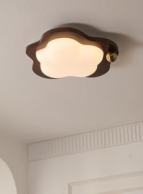 全光汕谱潮新中式29476简约胡桃云童朵儿护眼吸顶木灯卧室客厅奶