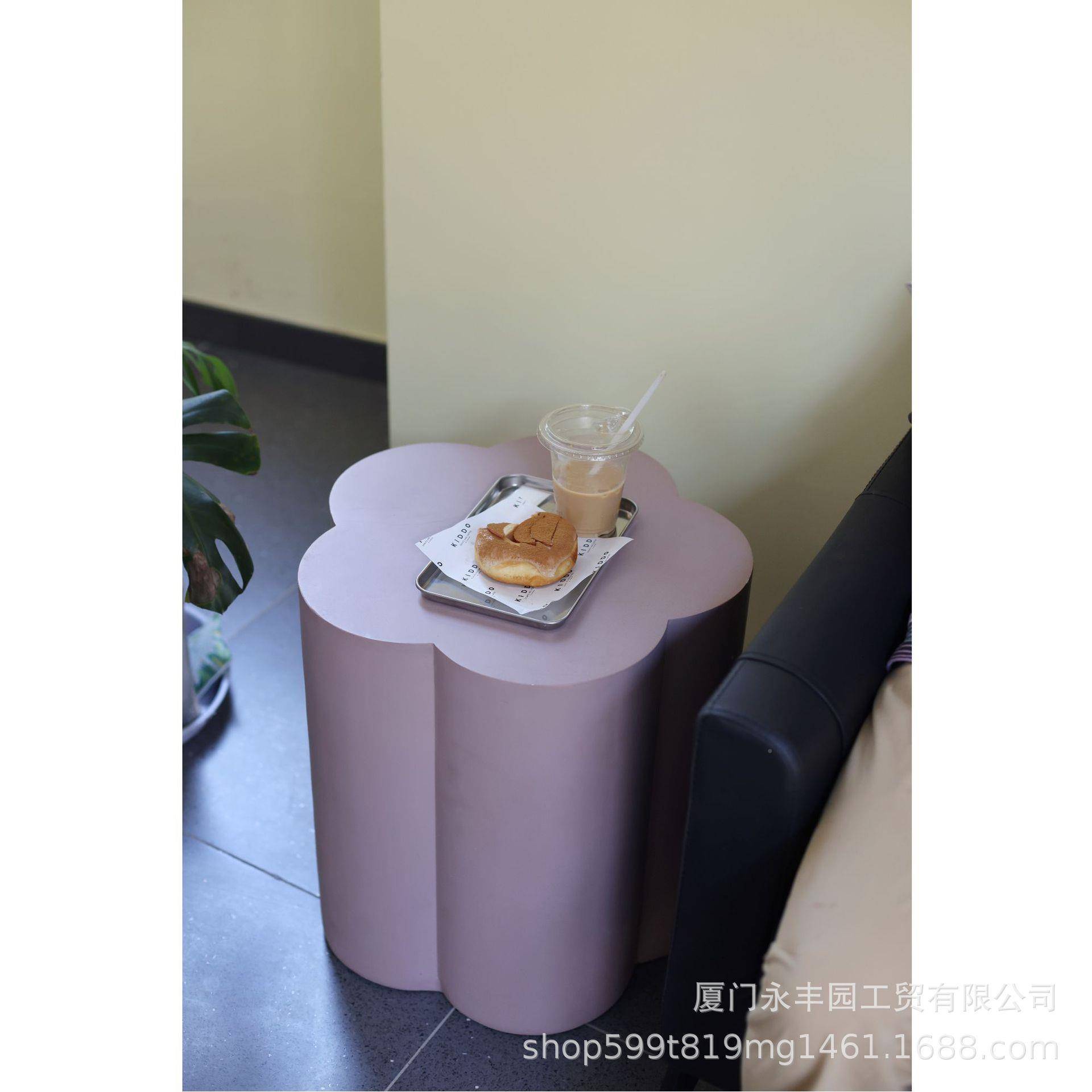 边几角几床头桌移动现代艺术可约简黄色棉复花糖多巴胺茶几古无品