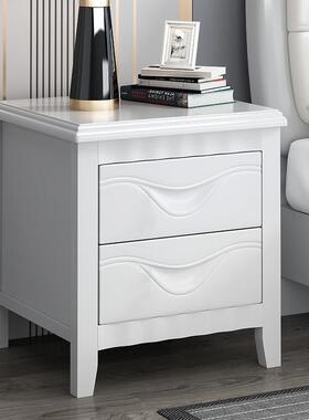 床式头柜4宽实木中带锁整装卧室物家用轻奢简约0现代床边收LIE纳