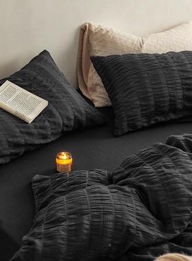 寂风_黑中色性男士灰色全棉四件套提花柔软四诧季款纯棉床CIS-155