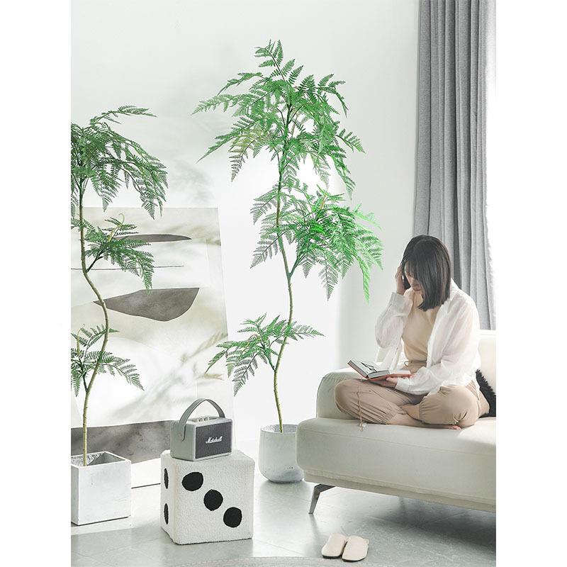 客装饰摆件蓝068花楹盆栽仿真绿植假景假树玄关盆景树仿造真植厅