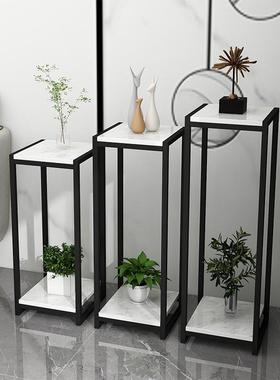 00123花几花架欧式阳台轻奢铁艺落地摆理件客边架厅风大石旁花电