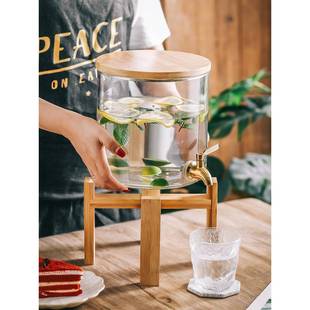 高温耐带龙头冷水壶饮料果汁家桶水F76THTTJ瓶商用大透明玻璃容量