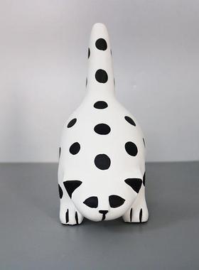 通风儿童房黑白波点猫咪动物树脂饰摆客厅WMV桌面装样板房卡间软