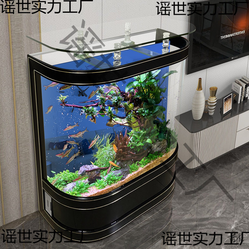 鱼缸带柜一体落地靠墙底滤