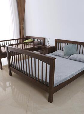 大两层上铺成年双人高低亲子儿人新HT-10000品白蜡木下全童实木双