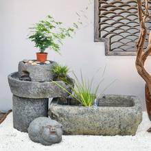 中石式假山水摆件庭流院装饰落地喷泉头槽水池石造景松树UFX景观