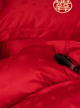 LNJ1绒00支长套棉婚庆四件结婚4件套被套床单红色嫁陪高档床上用