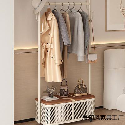 新款卧13601室床落地挂衣床边晚帽上放衣服衣架头柜一体立架式家