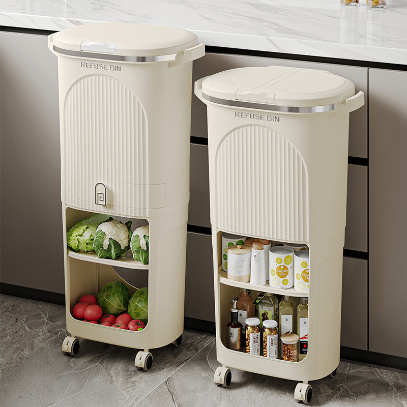 厨房垃圾桶家用大号双层2025新款大容量日式干湿分离置物架垃圾桶