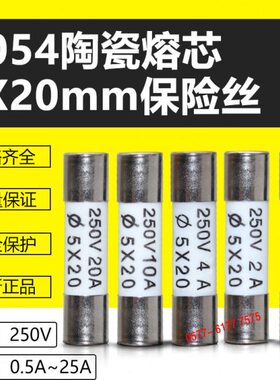 熔断器芯R054 0.5A1A2A3A4A5A6A8A10A13A15A16A20A陶瓷保险5X20mm