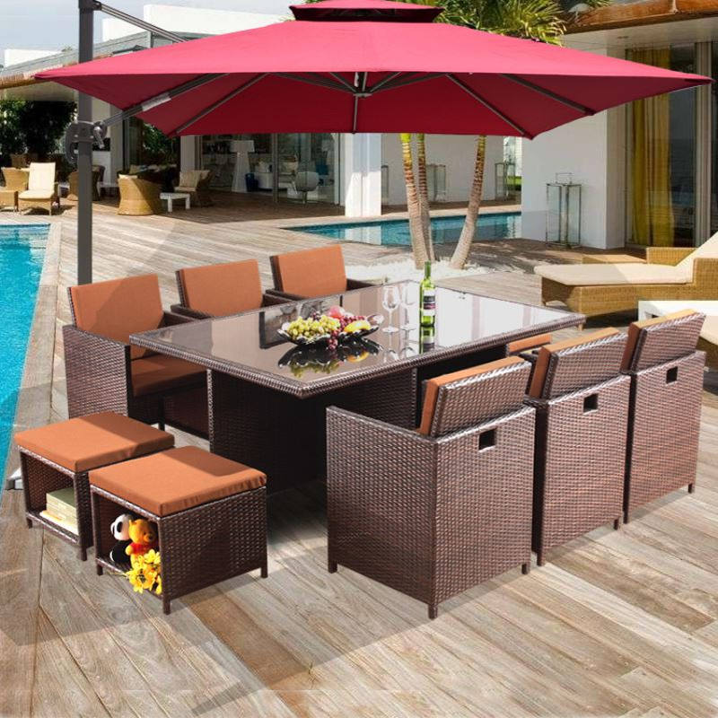 藤椅茶几五件套组合藤编阳台桌椅 户外庭院休闲仿藤室外露天家具