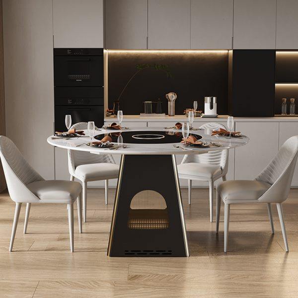 多功能岩板餐桌椅家用烤火取暖小户型现代简约轻奢玻璃电磁炉转盘,住宅家具,岩板餐桌,淘宝优惠券,粉丝福利购,淘宝优惠卷