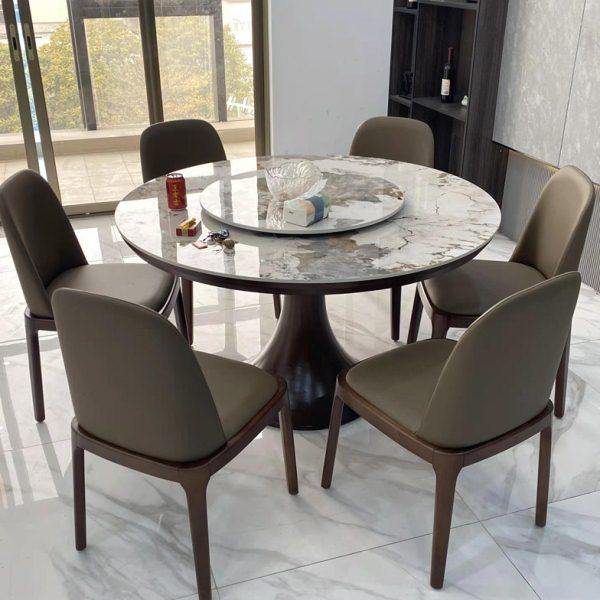 亮光圆形岩板餐桌椅组合带转盘进口白蜡木家用原木诧寂风艺术圆桌,住宅家具,岩板餐桌,淘宝优惠券,粉丝福利购,淘宝优惠卷