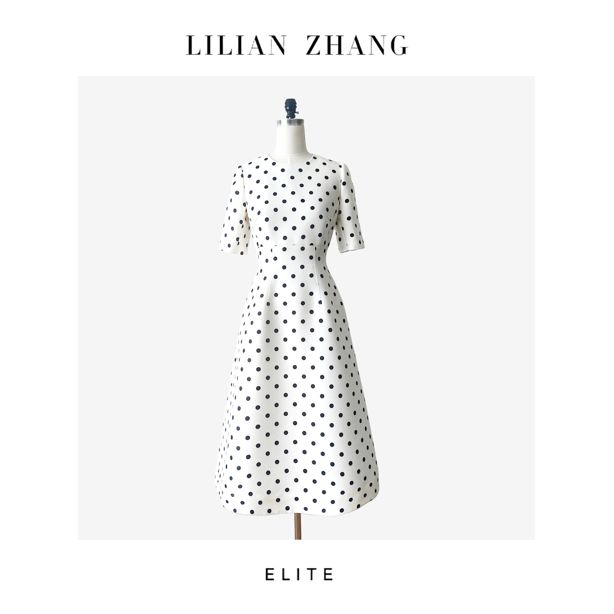 LILIAN ZHANG静奢风香榭丽舍罗马星光赫本波点法式连衣裙2501157