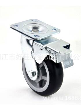 工厂150X50mm静音弧面黑色TPR双刹脚轮