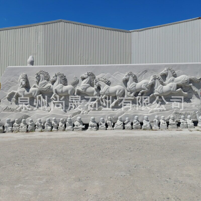 惠安石雕八骏图雕塑园林景区广场石材八马飞奔图石头骏马雕刻装饰