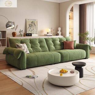 布艺沙发小户型现代简约直排猫抓布网红加大坐深天鹅防猫爪沙发