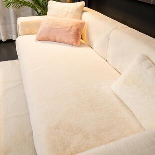 沙发垫冬季防滑北欧简约毛绒坐垫子高档加绒加厚真皮沙发套罩盖巾