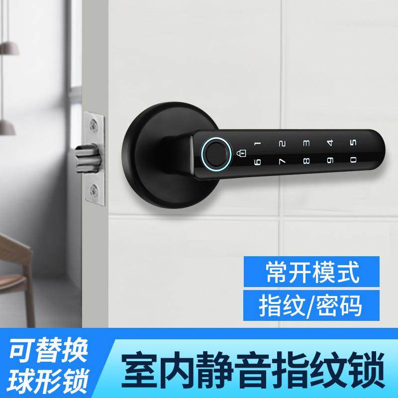 常开室内分体指纹锁办公室全自动电子锁卧室木门密码锁公寓智能锁