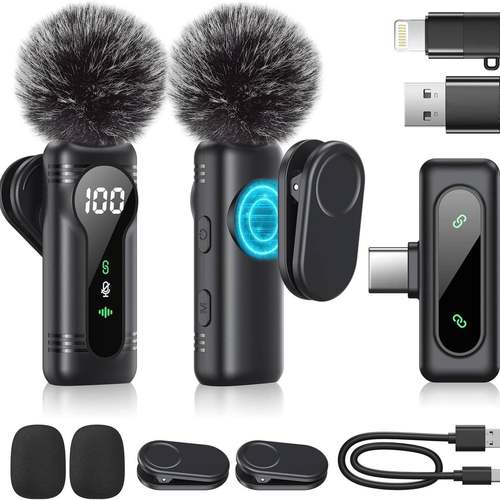 新款私模L02Pro磁吸数显无线领夹麦克风智能降噪户外直播迷你话